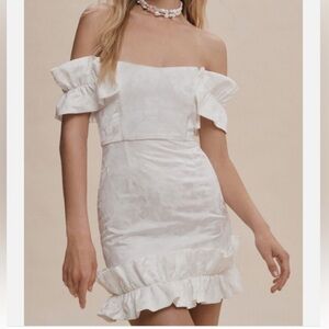 V. Chapman Strapless White Ruffle Dress